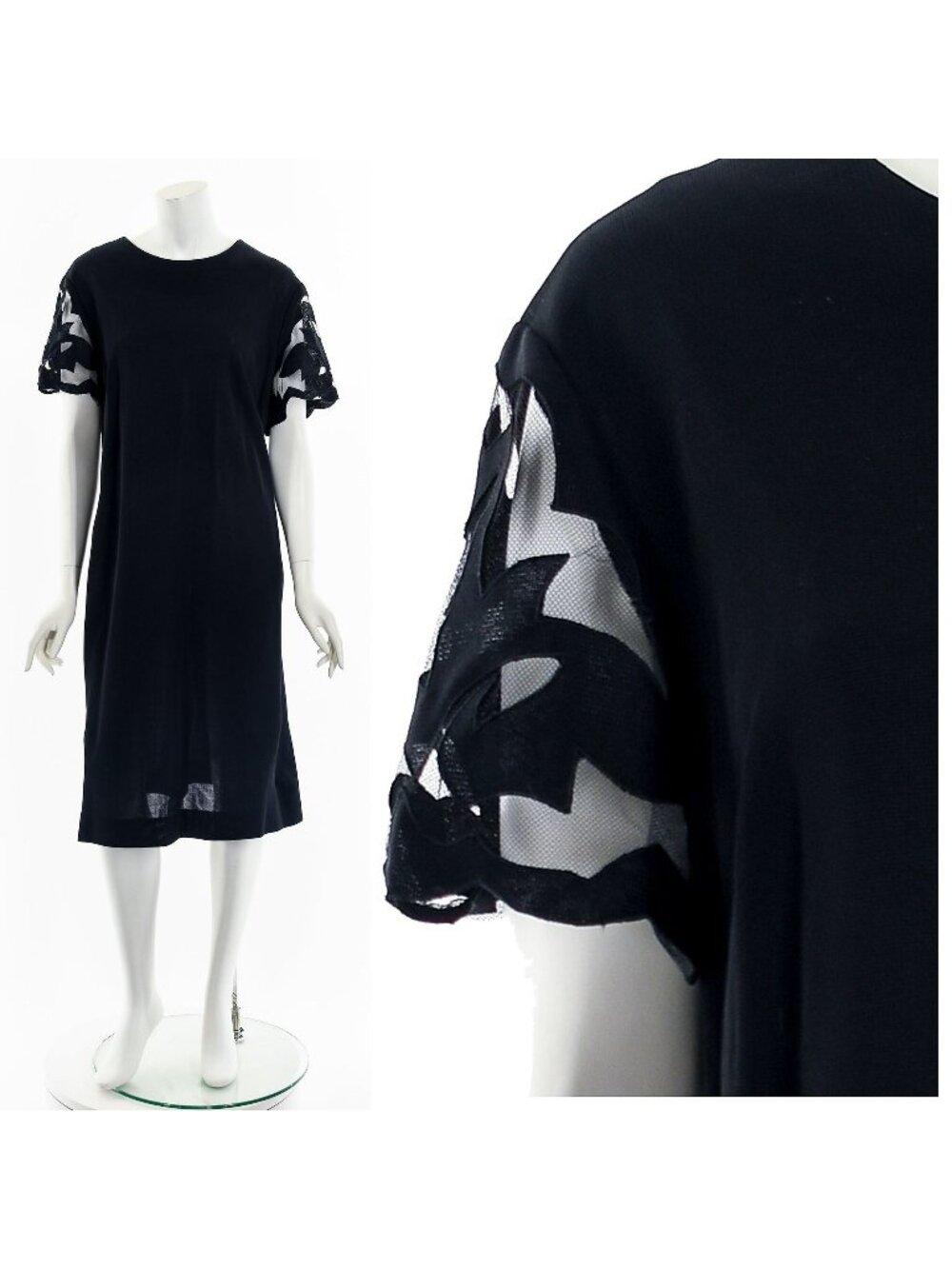Cutout Mesh Lace Black Dress